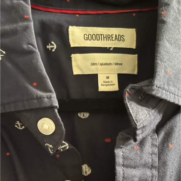 Men’s Nautical Anchor Red, White, and Blue Button Down in Medium - Picture 2 of 3